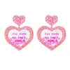 Dangle Earrings Acrylic Pink Heart For Women Bulk Letter Glitter Y2K Pendant Luxury Jewelry 2024 Party Accessories