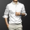 Alta qualidade estiramento anti-rugas não-ferro camisas masculinas de manga comprida camisas masculinas negócios sociais camisa casual S-6XL 240307