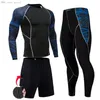 Mens Compression Sportswear Suits Gym Tights Training Clothes Workout Jogging Sports Set Running Rashguard Tracksuit For Men 240307