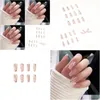 False Nails 24 Pcs Press On Long Fake Acrylic Ballet Adhesive Tape Design For Women And Drop Delivery Dhqze