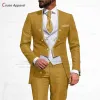 Calças personalizadas de traje masculino azul de luxo de 3 peças trajes de casamento de moda para homens Melhor homem Man Buttons Gold Buttons Jaqueta Pants Tuxedo