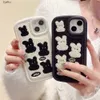 Handytaschen Koreanische Lovley Kaninchen Stickerei Plüsch Telefonhülle Pro Max Pro Niedliche weiche pelzige Mode SilikonhülleH240307