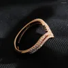 Cluster Ringe Luxus Dazzing Rose Gold Farbe Ring Zweireihig Micro-wachs Inlay Natürliche Zirkon Hohl Für Frauen Hochzeit Party schmuck Geschenke