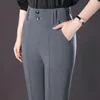 Kvinnor Pants Elegant Fashion Office Lady Fleared Suit byxor Kvinnor 2024 Spring High midjafickor Matcha Wide Leg Bell-Bottoms Q558