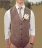 Country Brown Groom Vests For Wedding Wool Herringbone Tweed Custom Made Slim Fit Mens Suit Vest Farm Prom Dress Waistcoat Plus Si4043204