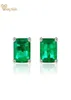 Wong Rain Vintage 100 925 Sterling Silver Emerald Cut Gemstone Earrings White Gold Ear Studs Fina smycken Hela 2106166009440