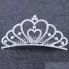 Bröllop hår smycken uppdatering kristall brud krona tiara kam diamant hjärta pekband huvudbonad brud rhinestone combs bröllop födelsedag dhc56
