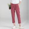 Женские брюки #1057, красные весенние женские брюки, винтажные хлопковые и льняные шаровары, женские повседневные свободные брюки со средней талией, женские брюки Planlon