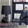 Table Lamps Nordic Black Resin Lamp Creative Modern Cloth Art Animal Led Light Living Room Dining Bedroom Home Decor Drop Delivery L Dh5Fy