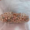 100% Handmade Pink Rhinestone Diamond Party Clutch Purse Flower Crystal Evening Bags Lady Wedding Bridesmaid Clutches Minaudiere 240304