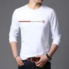 Top Quality Fashion Brand 95% Cotton 5% Spandex t Shirt For Men O Neck Plain Slim Fit Long Sleeve Tops Casual Men Clothes 240227