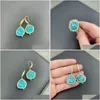 Boucles d'oreilles Collier Boucles d'oreilles Collier de perles d'eau douce baroques Ensemble de minerai de turquoise exquis Druzy diamant tchèque quatre pièces pour la plage P Dhniy