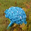 Flores de casamento super boas pérolas buquês de fita artesanal buquê de noiva azul boque noiva aceite sua ideia cores personalizadas