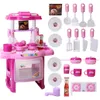 Cozinhas jogar comida crianças fingir jogar simulação cozinha brinquedos conjunto jogo de cozinha em miniatura comida mini panelas música luz modelo lj201211 DHDYB