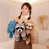 Djur 45-65 cm Lazy Animal Plush Toy Fluffy Lying Pillow Stuffed Racoon Sloth ryggstöd Sleeping Doll Room Decro 230211 240307