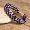 Charm Bracelets 6mm Purple Tiger Eye Stone Beads Braided Bracelet Women Men Friendship Strand DIY Handmade Jewelry