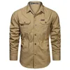 Printemps et automne hommes d'affaires à manches longues chemise S-5XL revers bouton coton chemise de haute qualité haut décontracté vêtements pour hommes 240307
