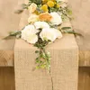 Jute Burlap Hessia Table Runner Vintage Natural Rustic Khaki Party Country Wedding Decoration Home Dinner Decor 240301