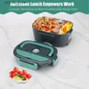 Bento Boxes 2-In-1 Electric Heating Lunch Box Car + Home 12V/220/110V Portable Stainless Steel Liner Bento Lunchbox Food Container Bento Box L240308