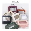 Ensemble de sac cosmétique de voyage en cuir PU coloré classique Saffiano Portable clair PVC TPU lavage 240229
