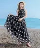 Casual Dresses 2024 Sundress Loose Sexy Summer Sleevelss Suspender Maxi Dress for Women Backless Beach Boho Robe Femme Airy Chiffon Dot