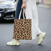 Sacos de compras Leopardo Impressão Pele Olhar Textura Ombro Mulheres Eco Bolsa Estética Bolsa de Alta Capacidade Dobrável Lona Para Menina