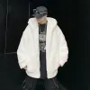 Qnpqyx Faux Rabbit Fur Kurtka dla męskich trendów mody ubrania polaru nastolatka harajuku w stylu hip hop hopu hopowe ożywiona odzież uliczna