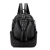 High Quality Leather Women Backpack Fashion School Bags For Teenager Girls Vintage Female Travel Single Shoulder Black Backpacks217e