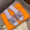 Embalagem designer quente sandálias planas oranss lady slipper externa cor de estrela diamante h mulheres doces 2024 edição de alto desgaste e0qo