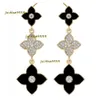 Stud Korean Version Of The High-grade Four-leaf Clover Earrings Designer For Women Earrings Jewelry Classic Fashion Zircon Flower Pierced Ear Buckle Jewelry Gift