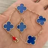 18k Gold Plated Classic Fashion Charm Bracelet Four-leaf Clover Designer Jewelry Elegant Mother-of-pearl Bracelets for Women and Men High Quality QS13