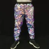 Pants Bar Nightclub Man Purple Blue Laser Mirror Casual Pants Silver Sequins Trousers Hip Hop Dance Costume Party Show Stage Pants