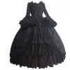 Abito elegante medievale retrò gotico da corte Lolita Abito da ballo Collo quadrato Vita stretta Bowknot Costume da donna Vestido