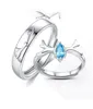 Anéis de casal S925 Silver Deer Road tem seu anel um par de aberturas ao vivo casamento ajustável9195445