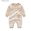 Combinaisons Bébé barboteuses automne Camel à manches longues nouveau-né garçons filles tricoté pulls combinaisons hiver enfant en bas âge tenues pour nourrissons une pièce porter L240307