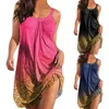 Robes décontractées Mode Dégradé Femmes Robe Causale Été Sans Manches Spaghetti Sangle Mini Boho Plage Surdimensionnée Lâche Robe Robes