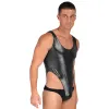 Swimwear Men Glossy Bodysuit Onepiece Swimsuit Wet Look Leather High Cut Leotard Stretchy Swimwear Bathing Suit Party Nightwear Clubwear