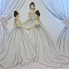 White Halter Flower Girls Dresses Beaded Collar Backless Satin Infant Prom Gown Sweep Train Flare Kids Formal Wears