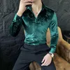 Chemises décontractées pour hommes Velour de haute qualité pour hommes chemises robes élastiques à manches longues plus de taille de taille coréenne siste