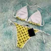 Sexy driepuntsbikini met letterprint, warmwaterreisvakantie, hangend neksplit-badpak voor dames