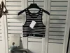 Canotte da donna Top Moda senza maniche lavorato a maglia Crop Top Stripe Lettere Sexy Patchwork T-shirt Estate Casual Vintage Camis Donna