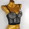 Summer Crop Top Women Sexy Rivet Diamond Corset Woman Clothing Blusas Push Up Bustier Club Bra Camis Handmade Ladies Tank Tops 240229