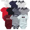 Combinaisons 2023 bébé barboteuses 5-pack infantil combinaison garçon filles vêtements été haute qualité rayé nouveau-né ropa bebe vêtements Costume L240307