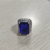 Bagues de cluster couleur or avec zircon bleu pour hommes mode hommes mariage fiançailles fête anniversaire cadeau vente entière