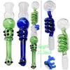 Pipa in vetro con manico mini all'ingrosso Pipa per fumare gorgogliatore in vetro Spoon Bubbler Bong per fumatori ibrido a prova di fuoriuscite 14mm