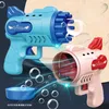 Sand Play Water Fun 12/29 Holes Bubble Gun Toys For Kids Electric Automatic Soap Bubbles Machine With Light Outdoor Wedding Party Decorations Gifts