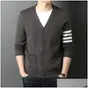 Men'S Sweaters Mens Sweaters Top Grade Autum Winter Brand Fashion Knitted Men Cardigan Sweater Black Korean Casual Coats Jacket Cloth Dh8Kn