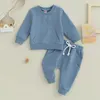 Kläder sätter Citgeeautumn Toddler Baby Boys Girls Pants Set Long Sleeve Brodery Sweatshirt Elastic Midje outfit Fall Clothes