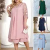 Vestidos de festa midi vestido com chiffon emenda elegante plus size malha retalhos para mulheres outono primavera baile transparente