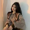 Kawaii Female Clothes with Zipper Cute Sweatshirts for Women 2023 Full Zip Up Striped Korean Fashion Autumn and Winter Kpop Tops 240301